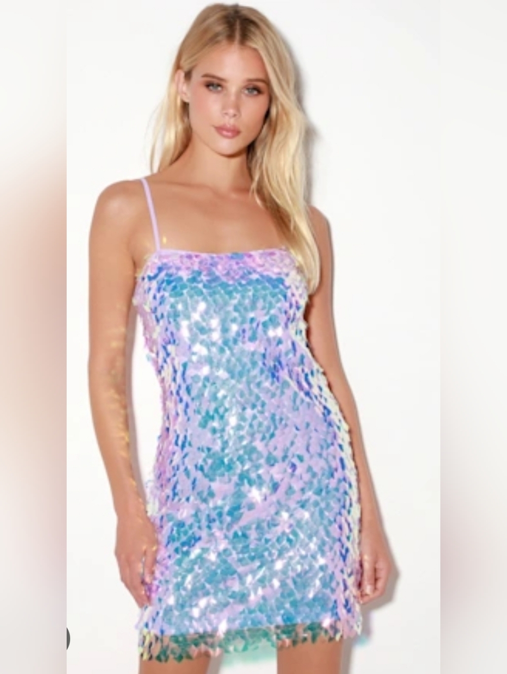 Iridescent Lavender Sequin Mini Dress